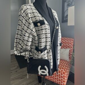 CHANEL Black and White Quilted Camera Bag